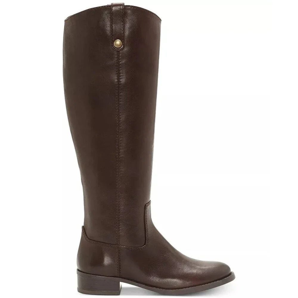INC Fawne Boots 8M Chocolate Leather Knee‑High Riding Round Toe NIB msrp$189 - Picture 2 of 15